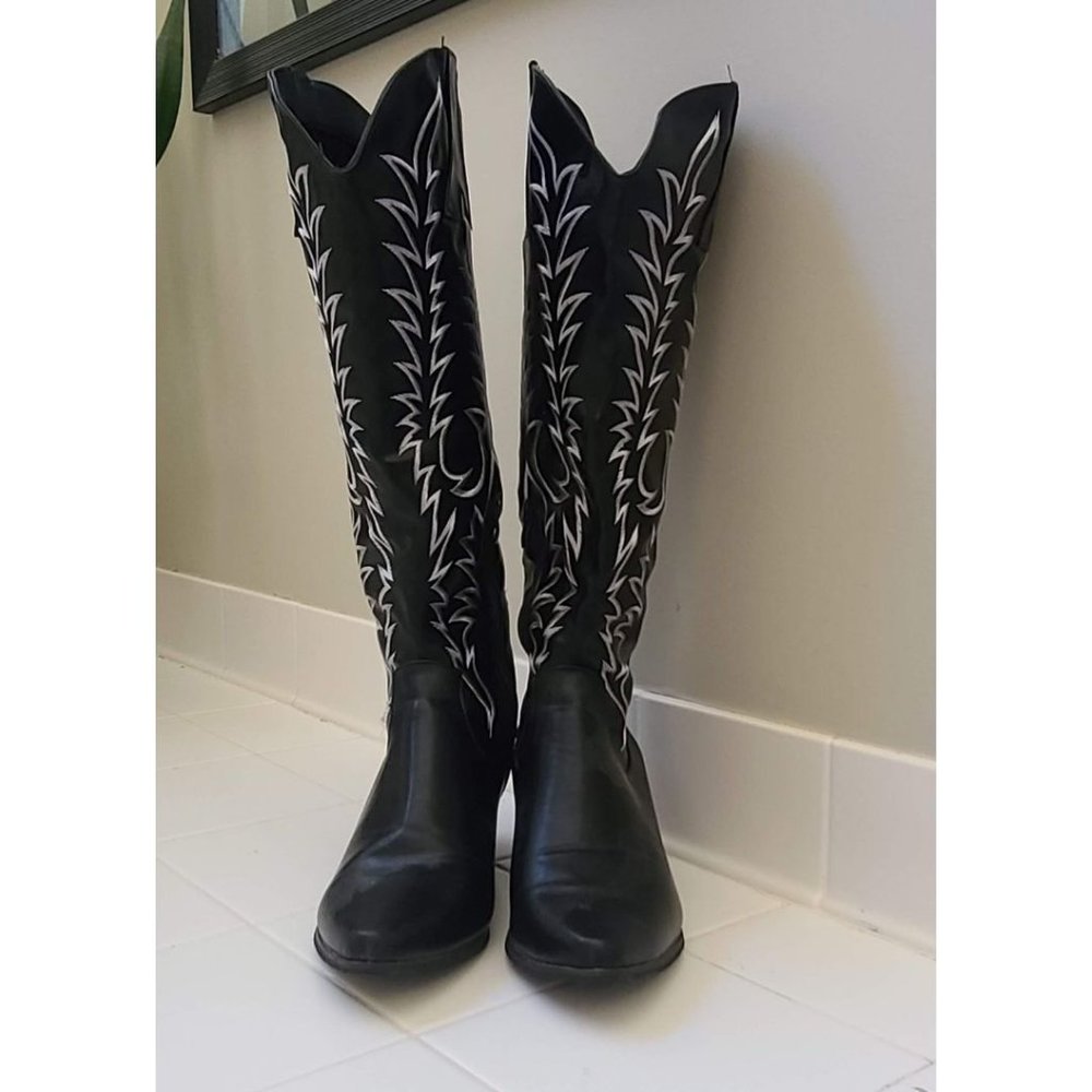 Vegan leather cowboy boots